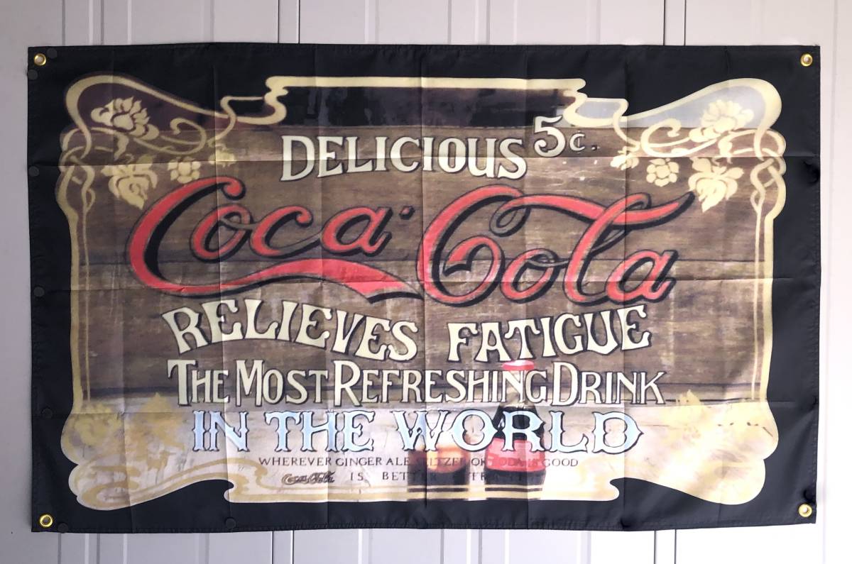 * shop interior ornament specification *CC06 Coca Cola flag Classic retro flag poster tin plate signboard Cola poster USA miscellaneous goods american miscellaneous goods import miscellaneous goods 