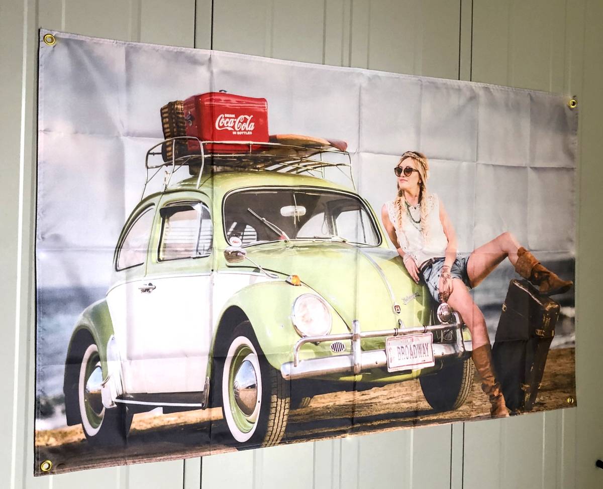 * shop interior ornament specification *CC09 Coca Cola flag Classic retro flag poster Volkswagen Cola poster USA miscellaneous goods american miscellaneous goods 