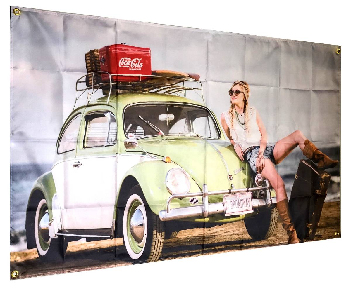 * shop interior ornament specification *CC09 Coca Cola flag Classic retro flag poster Volkswagen Cola poster USA miscellaneous goods american miscellaneous goods 