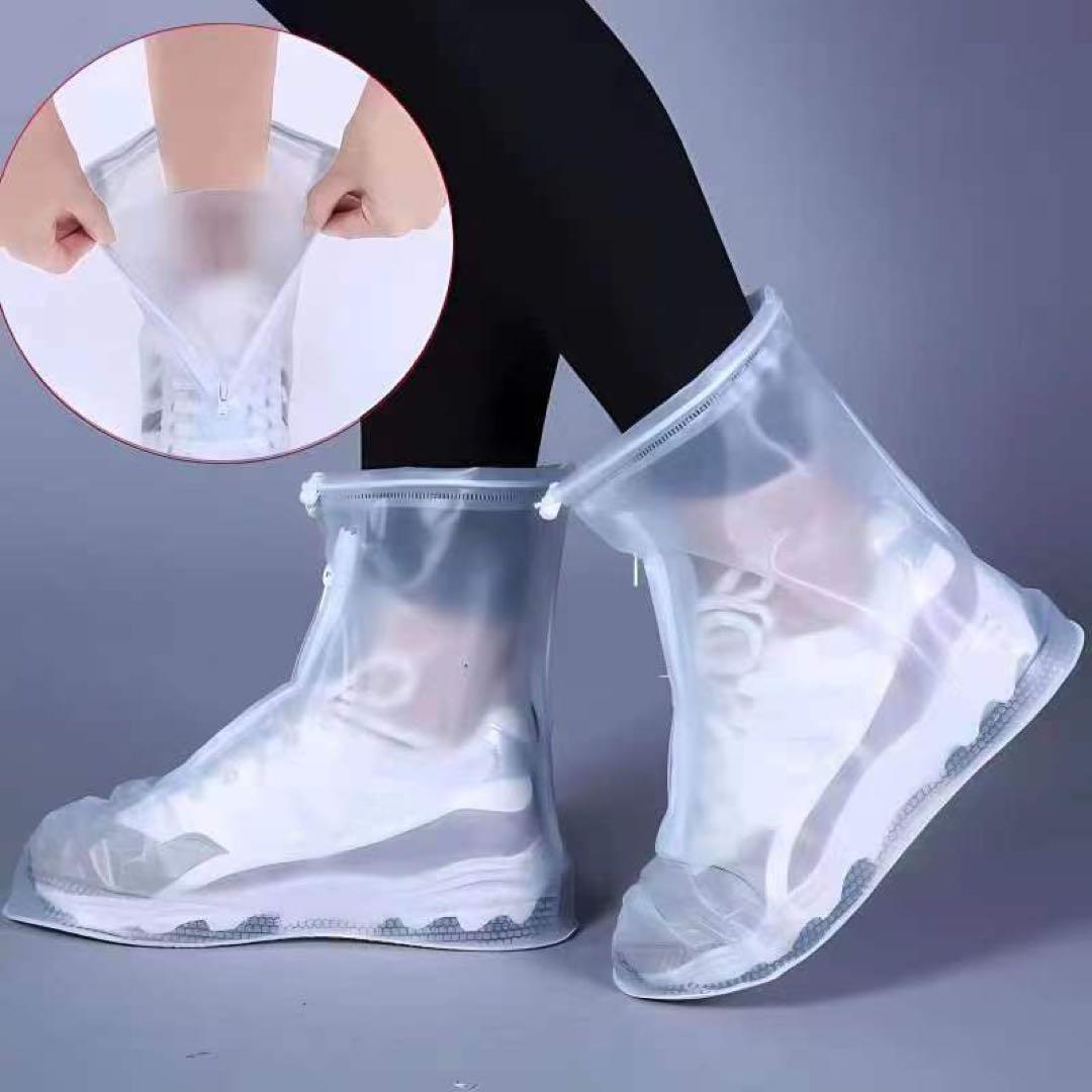 XS clear white waterproof shoes covers rain boots boots rainwear rain shoes rainy season travel carrying zipper transparent 