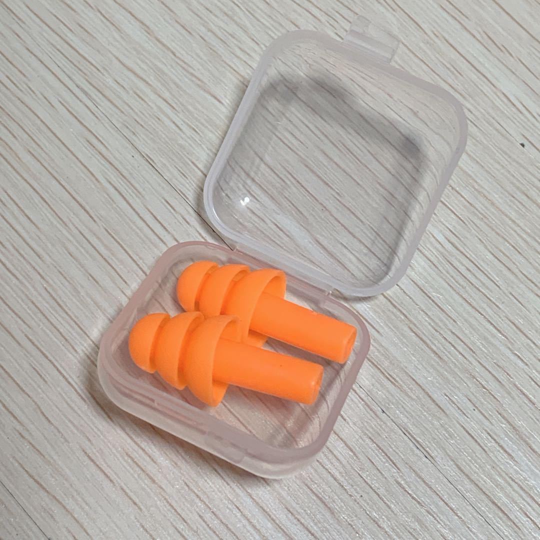  orange soft si Ricoh n ear plug soundproofing snoring swim . a little over silicon inserting thing attaching travel 