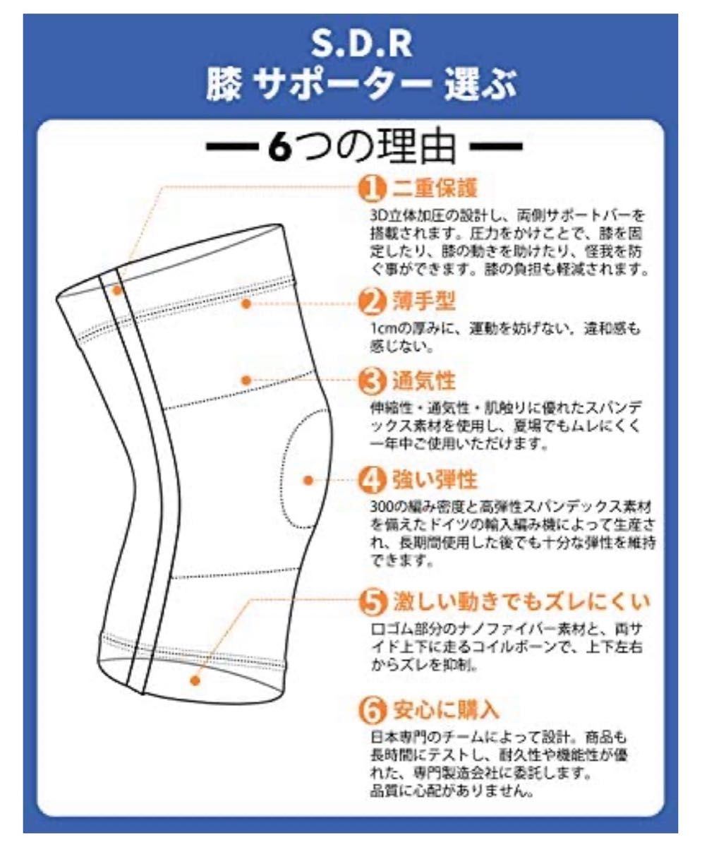 膝 ひざ サポーター 薄型 日常生活 スポーツ用 左右兼用 XXL 1枚