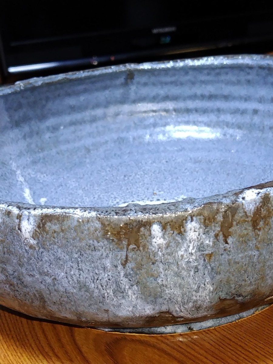 A1230 unused goods clay craft final product ceramic art large bowl me Dakar pot water pot water lily pot flower vase diameter /31× height /11cm weight /2900g
