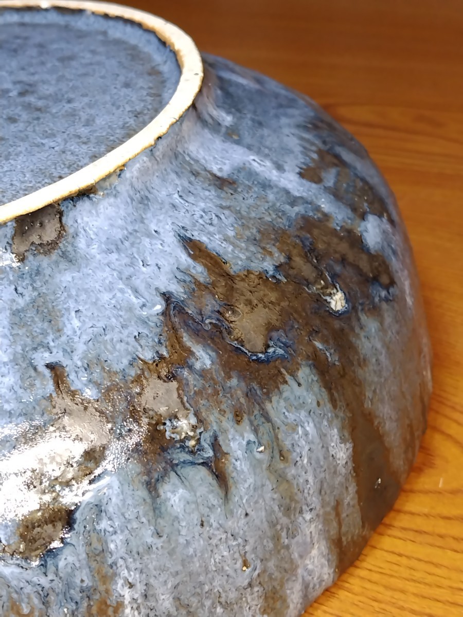 A1230 unused goods clay craft final product ceramic art large bowl me Dakar pot water pot water lily pot flower vase diameter /31× height /11cm weight /2900g