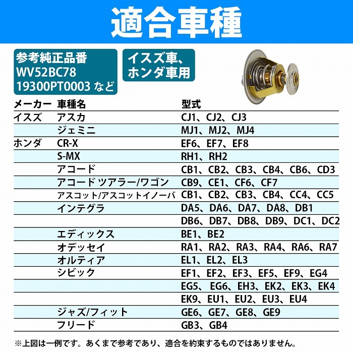 サーモスタット ホンダ フィット GE6 GE7 GE8 GE9 サーモスタッド WV52BC-78 WV52BC78 19300-PT0-003 19300PT0003_画像3