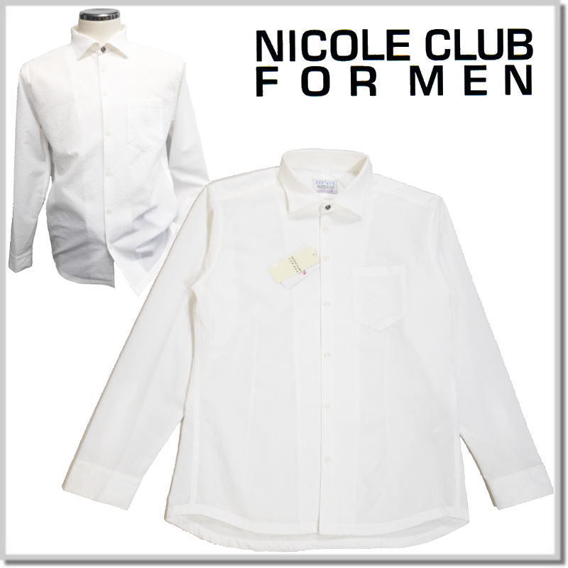 ニコルクラブフォーメン NICOLE CLUB FOR MEN マイクロシアサッカーデザインシャツ 4164-8003-09(WHITE)-48(L)