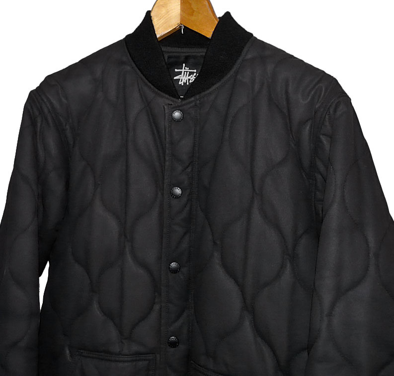 Stussy×The British Millerain Waxed Quilt Puff Jacket ■黒 メンズ Mサイズ ■ステューシー×ブリティッシュミラレーン ワックス キルト_画像6