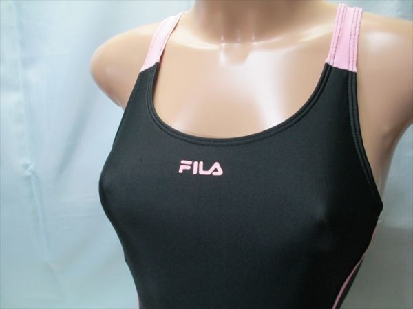 7816 ■ FILA ■フィラ　超つるすべ　スカート付　黒 x ピンク　競泳水着　150_画像2
