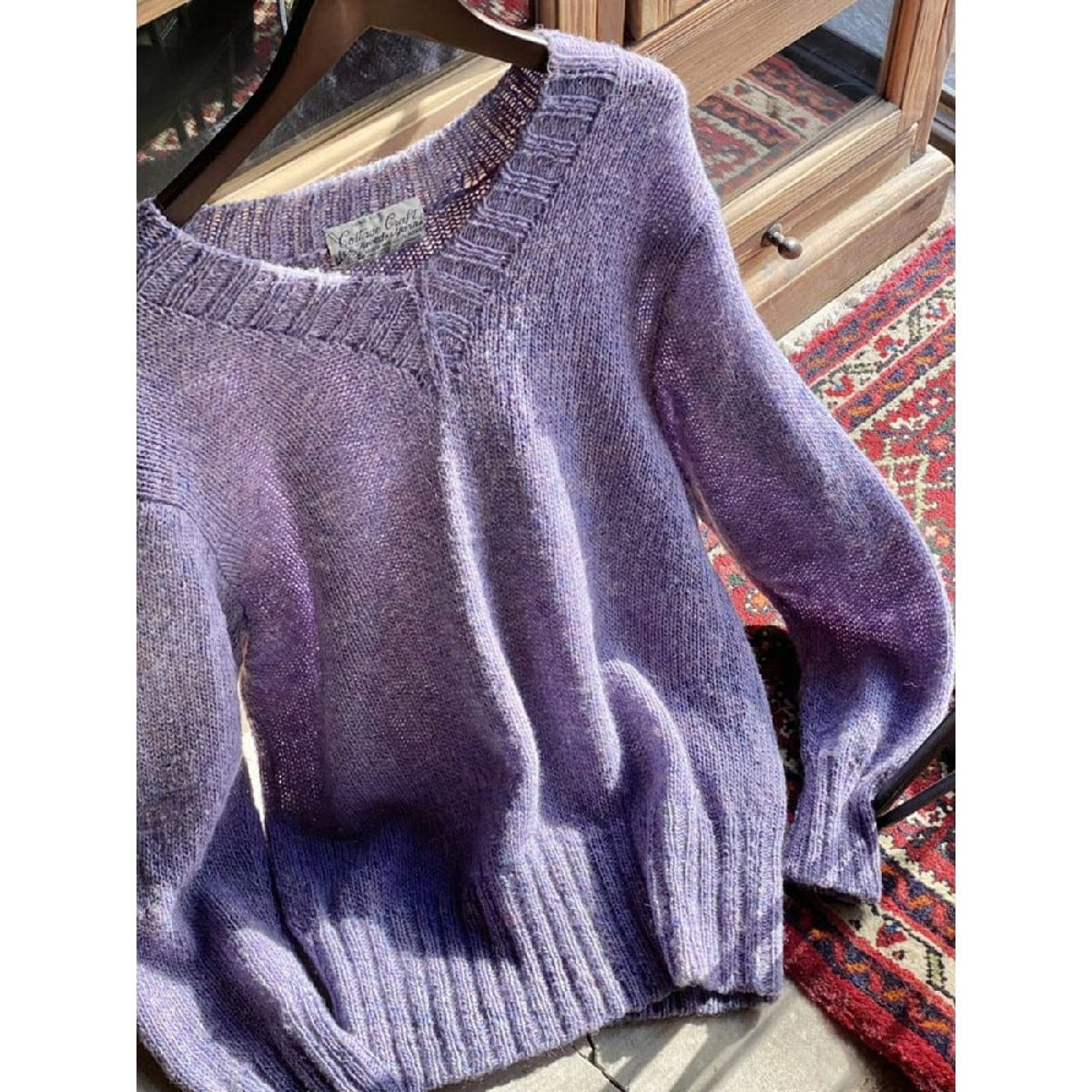 Cottage Craft mix color V-neck hand knit〈sn240108〉