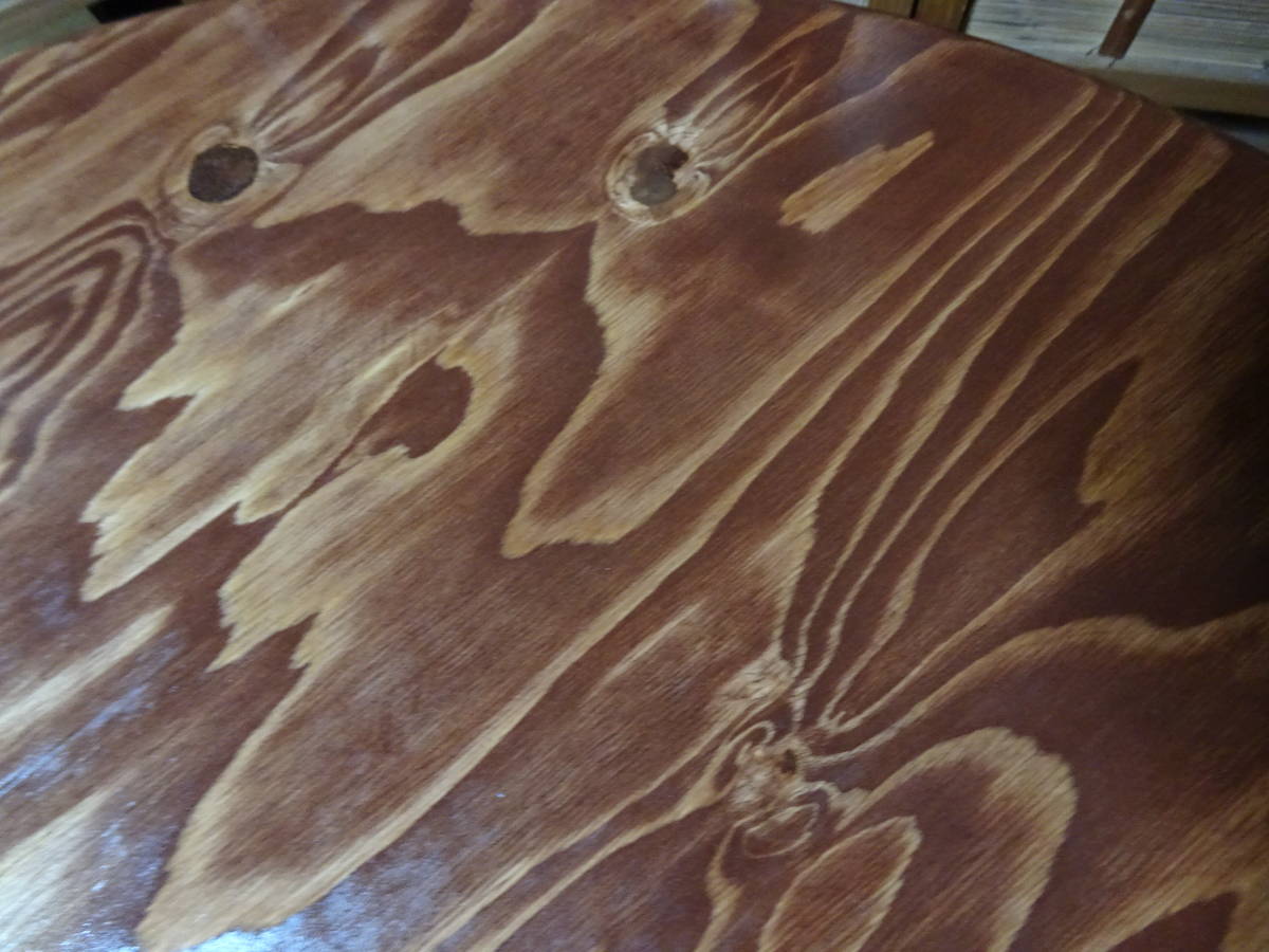 木目が美しいアンティーク調の丸いテーブル ちゃぶ台（木製）折りたたみ式の画像5