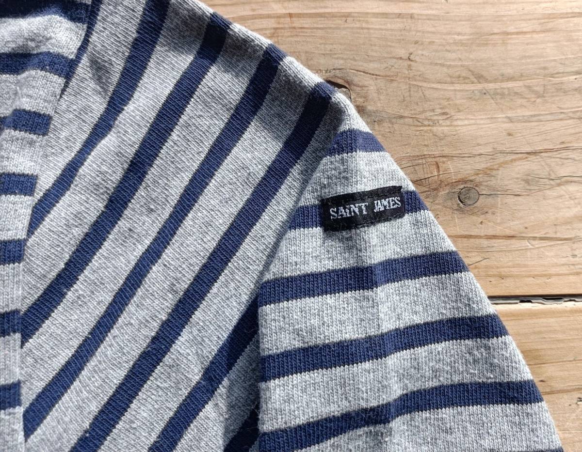 フランス製セントジェームス SAINT JAMES ボーダーバスクシャツ US40(M/L) グレー×ネイビー MADE IN FRANCE ピカソ 古着USED_画像4