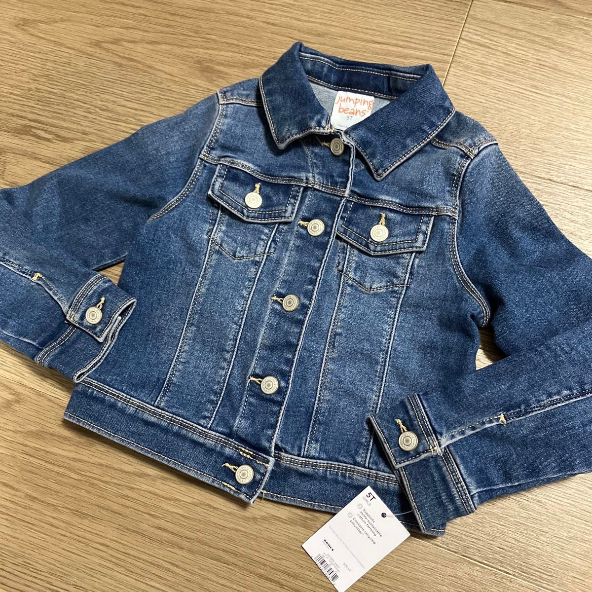 新品★デニムジャケット 子供服 女の子　アウター デニム キッズ 長袖 サイズ5T ストレッチ有り