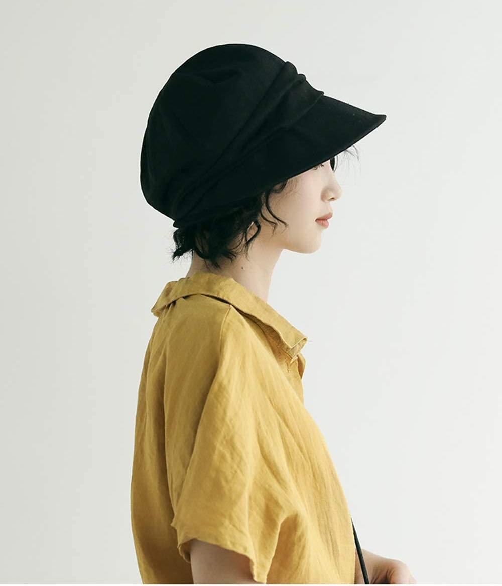 UVカット帽子キャスケット小顔効果UP 持ち運便利紫外線最大100％カット熱中症対策帽子 レディース ブラックの画像4