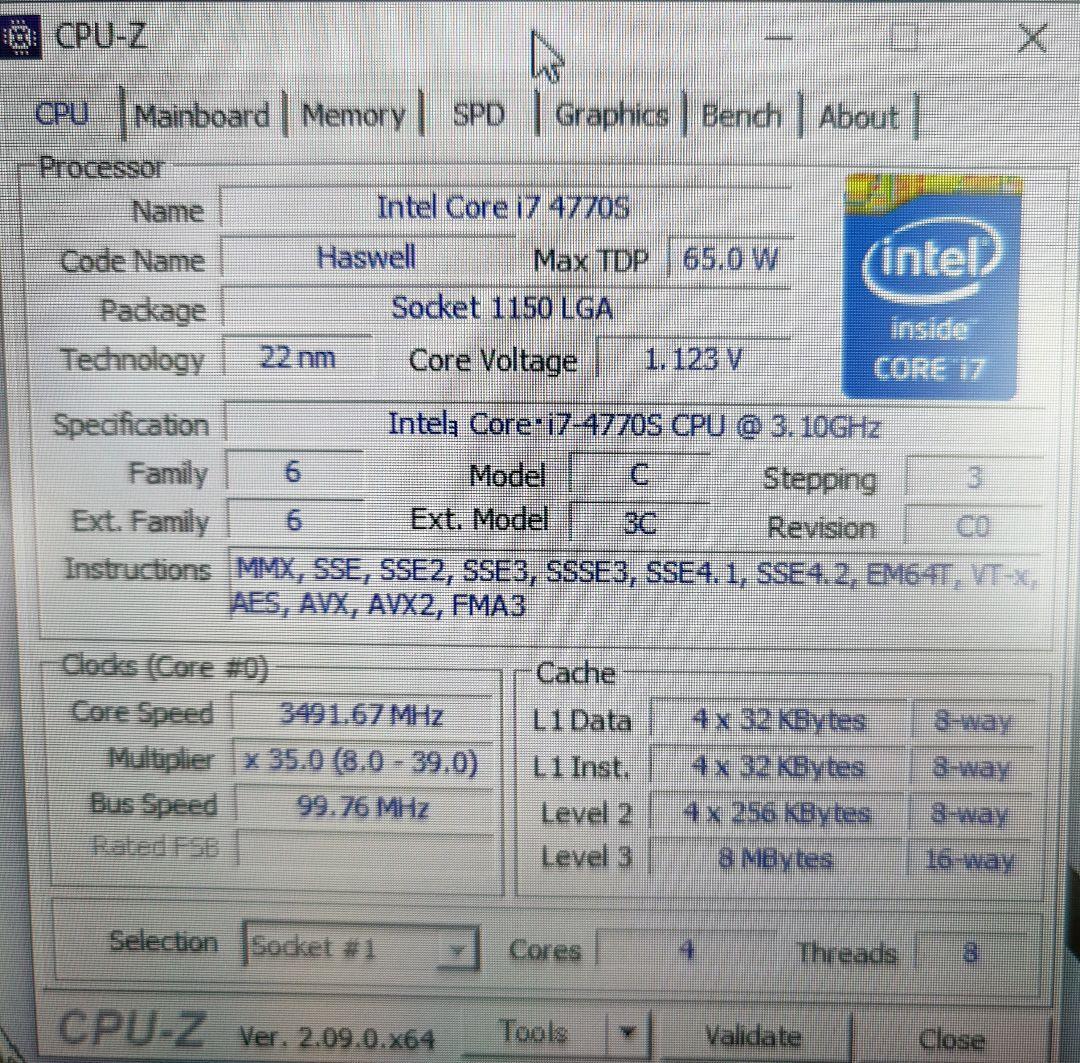 マザーボード セット　H87M CPU i7 4770S メモリ12GB 電源ユニットケーブル_画像5