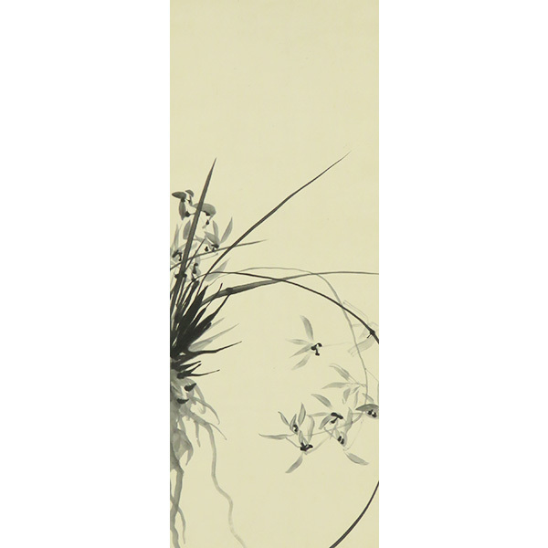 B-4156【真作】小坂芝田 肉筆紙本 蘭花図 掛軸/日本画家 長野 師・ B-4156【真作】小坂芝田 肉筆紙本 蘭花図 掛軸/日本画家 長野 師・