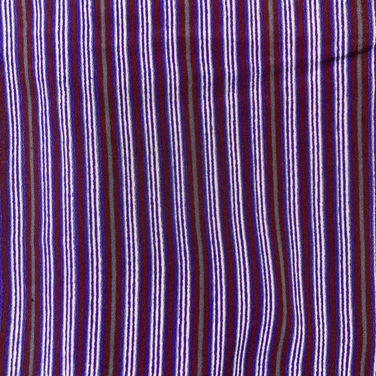 2402t18 着物　アンティーク　正絹　縦縞　紫色_画像2