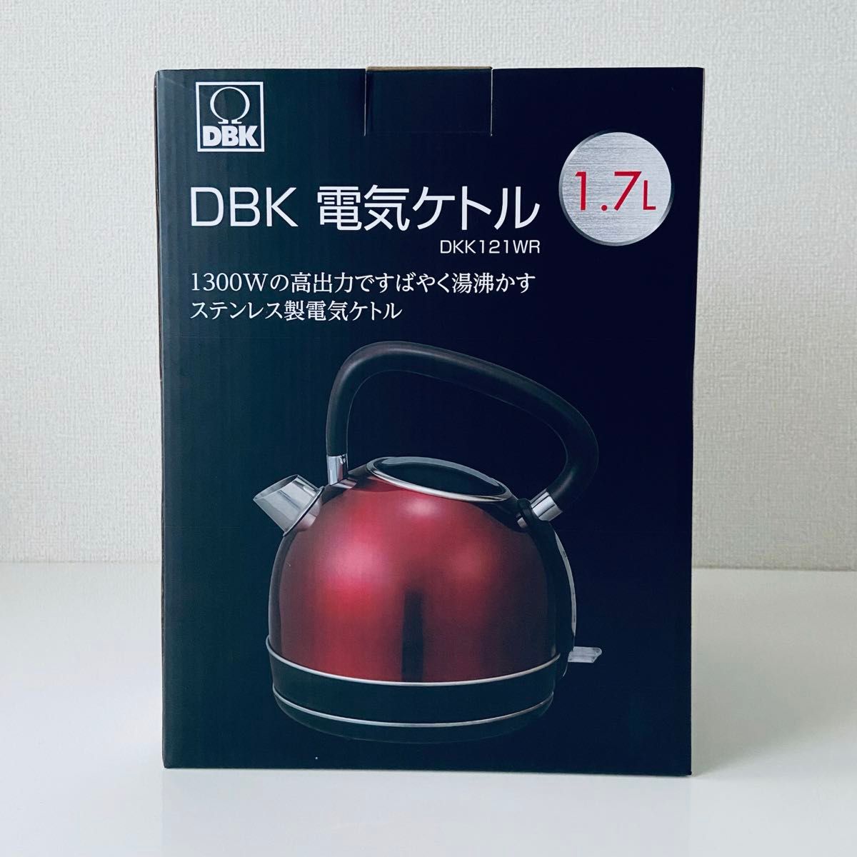 【DBK】電気ケトル 1.7リットル DKK121WR 赤 シンプル
