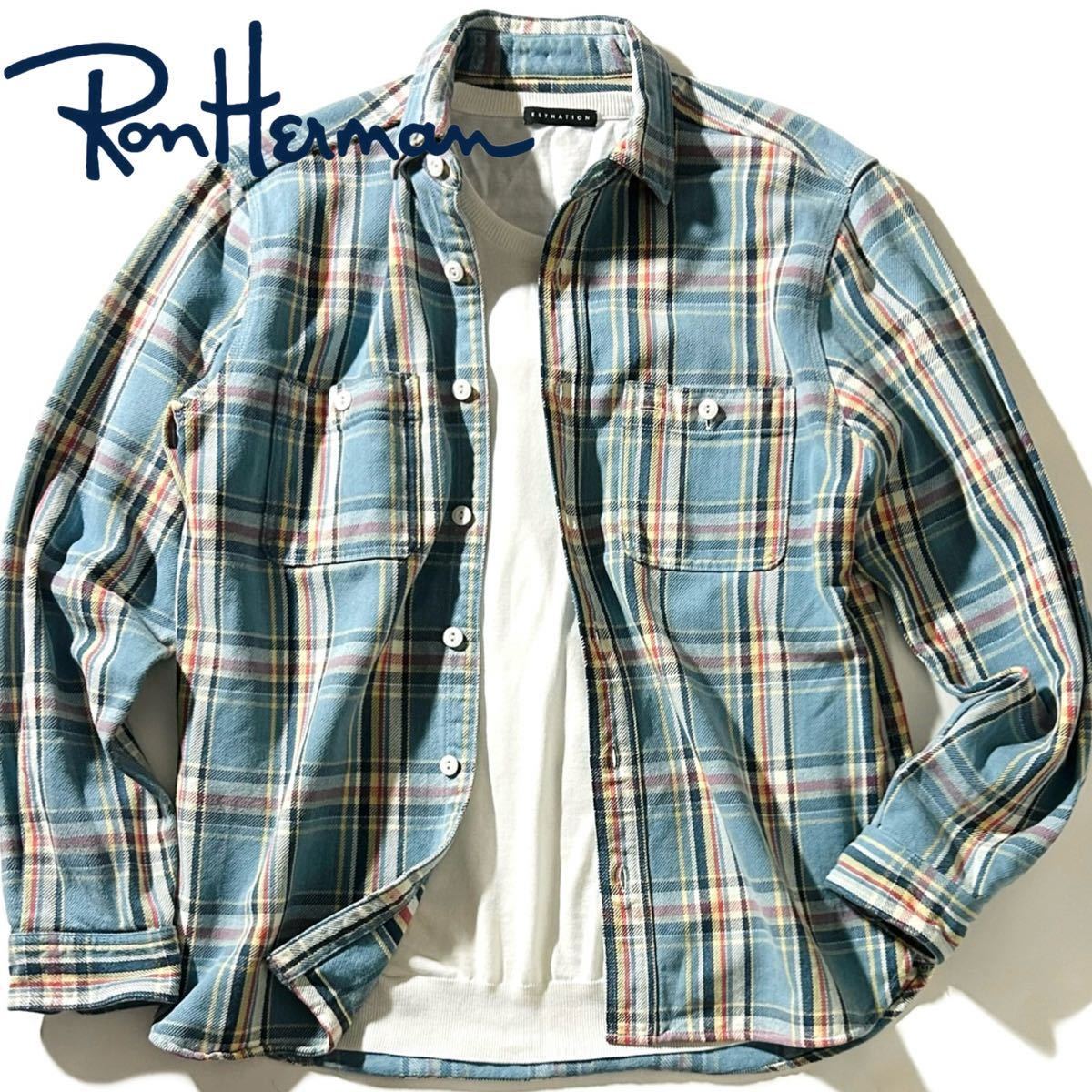 【Ron Herman】大人カジュアルの爽やか魅せに◎!!定価3.2万 RHC ロンハーマン Fade Check Shirt ツイルチェックシャツ ワークシャツ 日本製_画像1