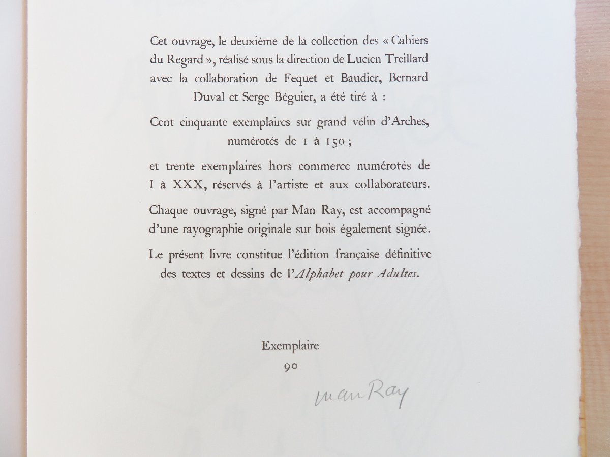 マン・レイ オリジナル作品付（レイヨグラフ）Man Ray『Alphabet Pour Adultes』限定150部 1970年Editions Pierre Belfond（パリ）刊_画像3