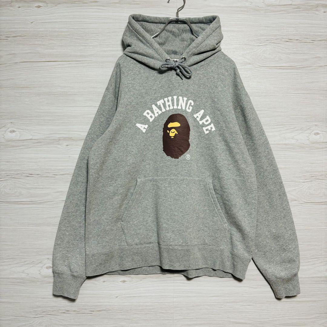 【希少2XL】A BATHING APE　アベイシングエイプ　パーカー　アーチロゴ　センターロゴ　即完売モデル　レア　トレーナー　一点物