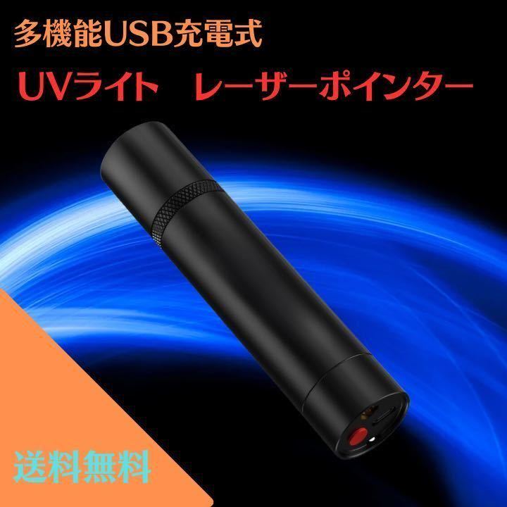 USB充電式多機能UVライト（ブラックライト）レーザーポインター（レッド）_画像1