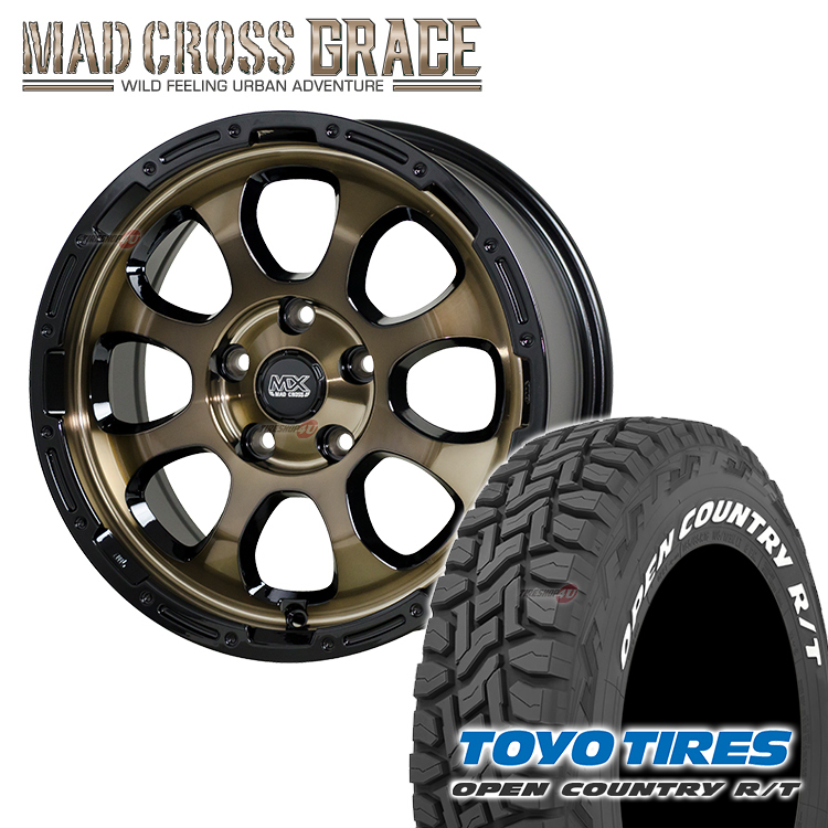 4本セット MAD CROSS GRACE 16x7.0J 5/114.3 +38 BRC/BK TOYO OPEN COUNTRY R/T 235/70R16 ホワイトレター デリカD5 RAV4 フォレスター_画像2