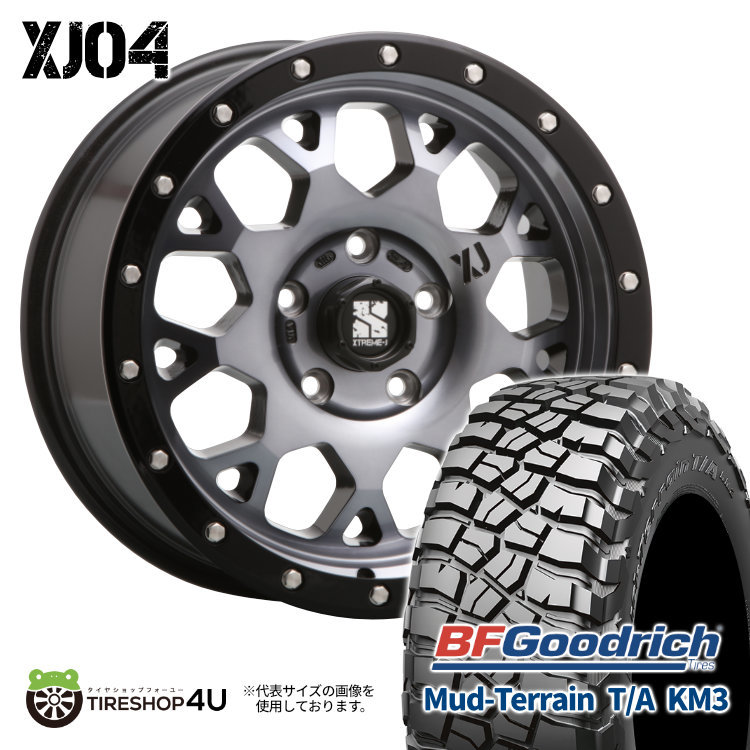 4本セット XTREME-J XJ04 16x7.0J 5/114.3 +35 GBM BFGoodrich Mud-Terrain T/A KM3 235/70R16 ブラックレター デリカD5_画像1