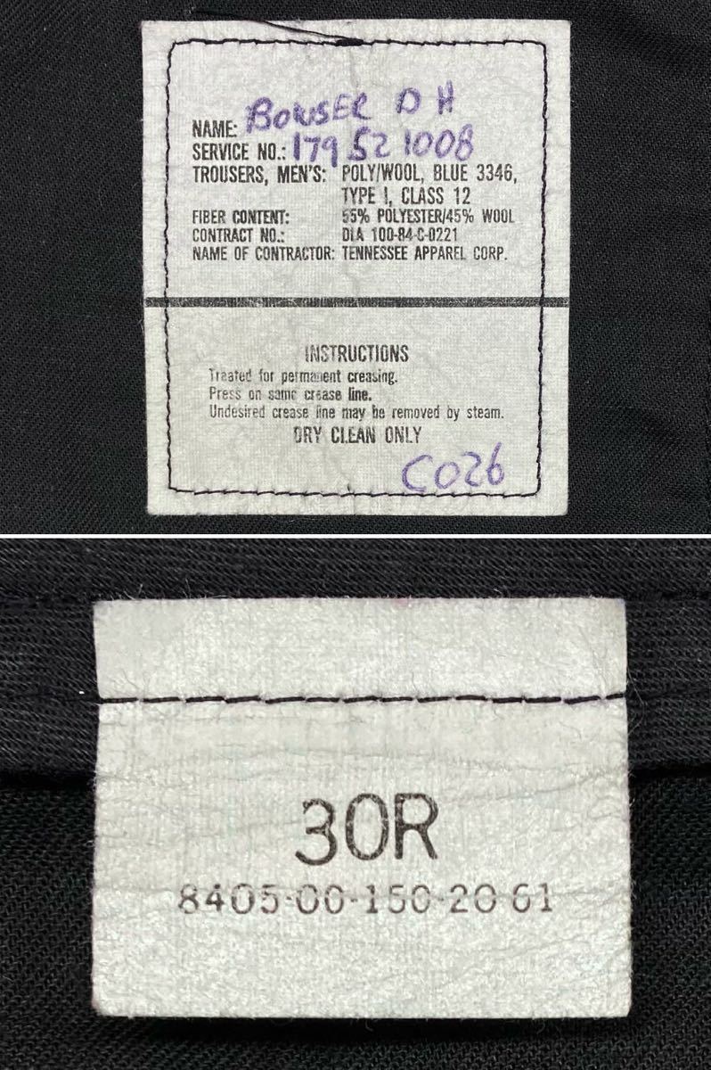 80s[U.S.NAVY] black slacks size W30R 1984 year accounting / the US armed forces the truth thing military navy navy Army dress pants black plain 