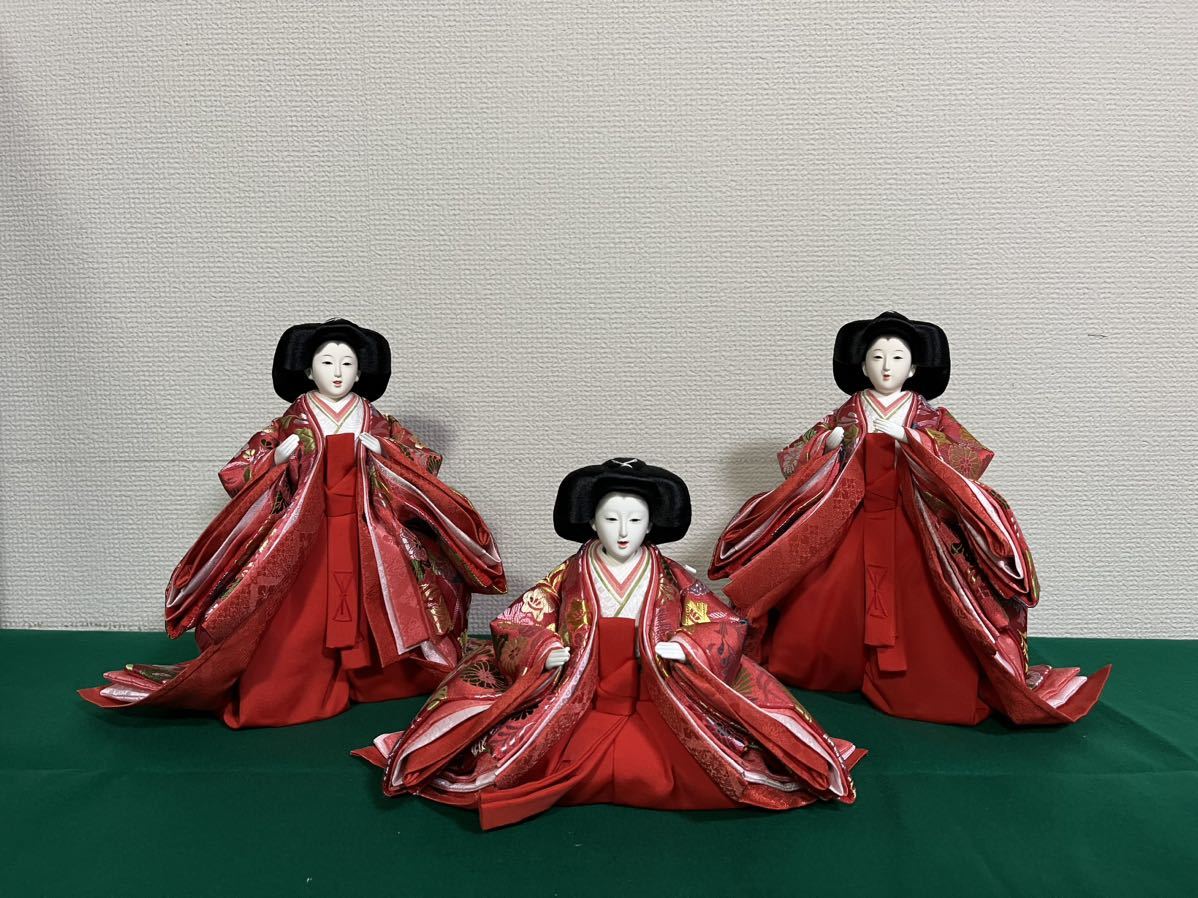 雛人形 三人官女 ひな人形 日本人形 正絹 京友禅 手縫い衣装 コレクション 置物 20240123−9の画像1