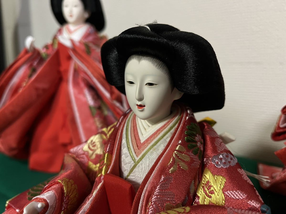 雛人形 三人官女 ひな人形 日本人形 正絹 京友禅 手縫い衣装 コレクション 置物 20240123−9の画像3