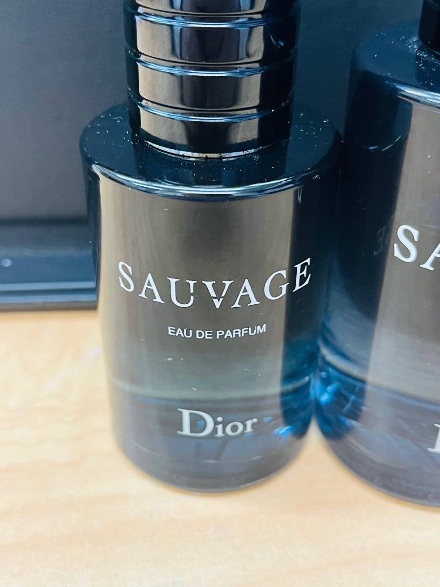 Z-16939Y 【中古】 Dior ディオール ソバージュ 60ml/100ml 2本セット 箱なし 残量 8割/7割 オードトワレ メンズ 香水 _画像2