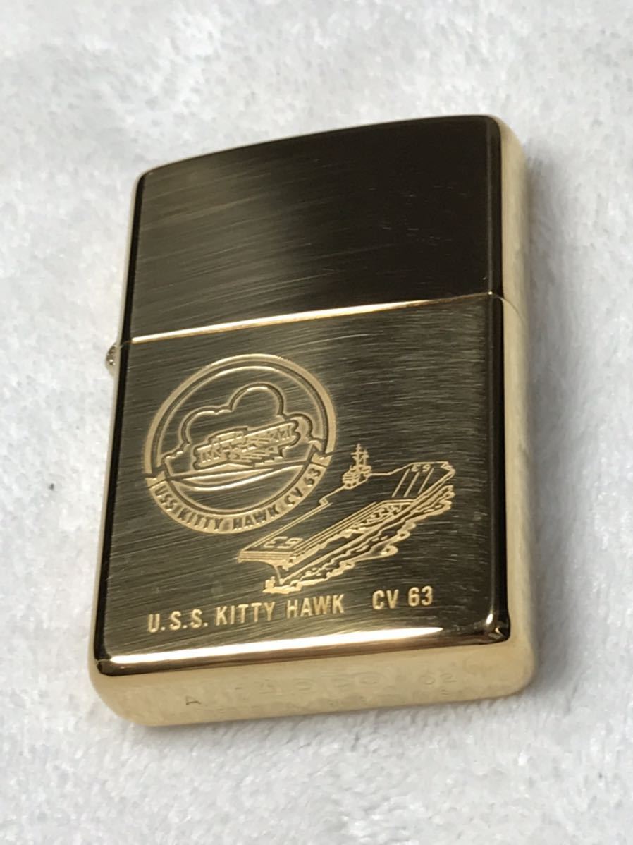 ZIPPO Zippo Zippo -BRASS SOLID solid brass Zippo - lighter America army Kitty Hawk KITTY HAWK 2002 year made unused goods unopened goods 