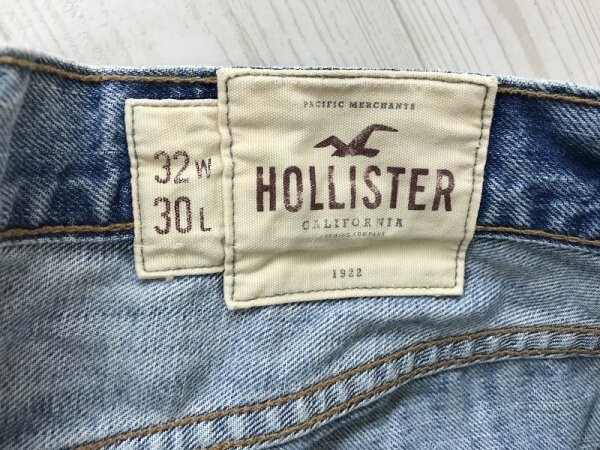 HOLLISTER ホリスター レディース ボタンフライ HERMOSA ローライズ ブーツカットデニムジーンズパンツ 32×30 青_画像2