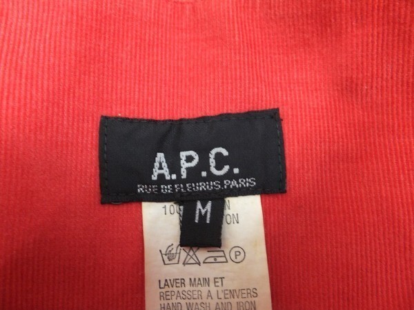 A.P.C. アーペーセー レディース コーデュロイ Aライン ノースリーブワンピース 朱色 M_画像2