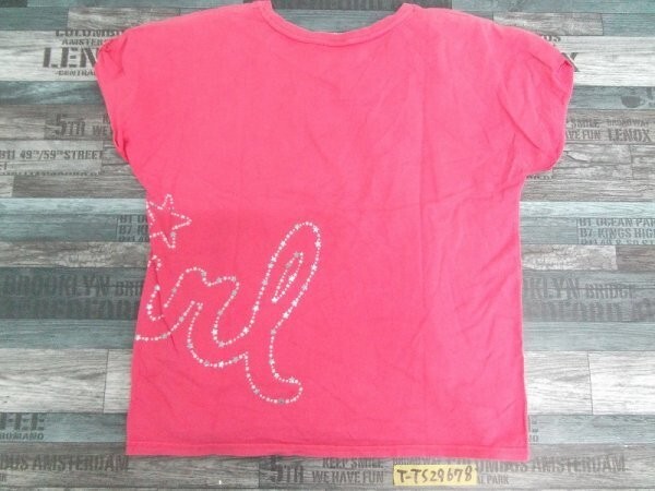 X-girl エックスガール レディース 星柄プリントロゴ 半袖Tシャツ 2 ピンク_画像3