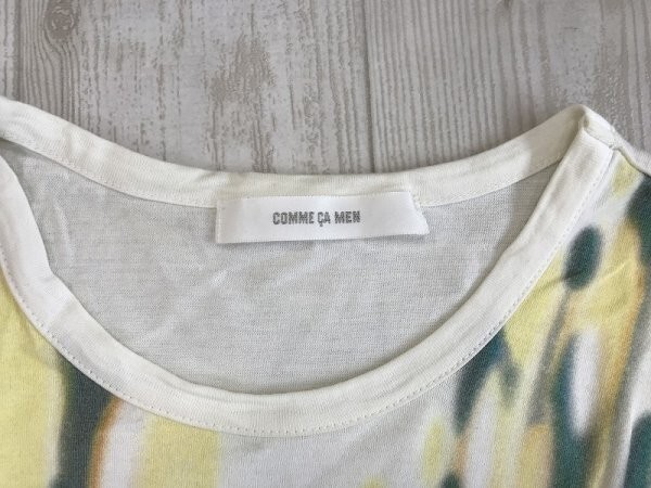 COMME CA MEN コムサメン メンズ 日本製 グラフィック 半袖Tシャツ M 白_画像2