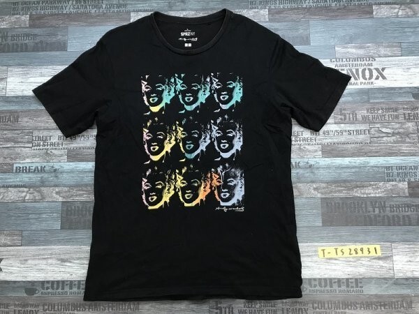 UNIQLO ユニクロ × Andy Warhol アンディウォーホル メンズ マリリンモンロー プリント 半袖Tシャツ L 黒_画像1