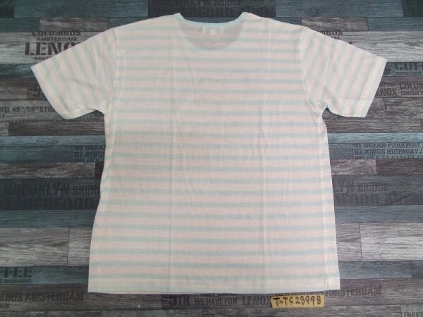 courreges Courreges lady's . print border short sleeves T-shirt 9R light blue white 