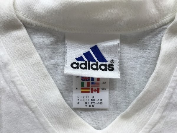 ADIDAS アディダス メンズ ロゴプリント Vネック 半袖Tシャツ O 白の画像2
