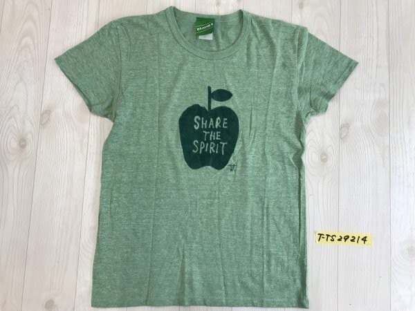 BEAMS T Beams men's apple flocky print short sleeves T-shirt green 