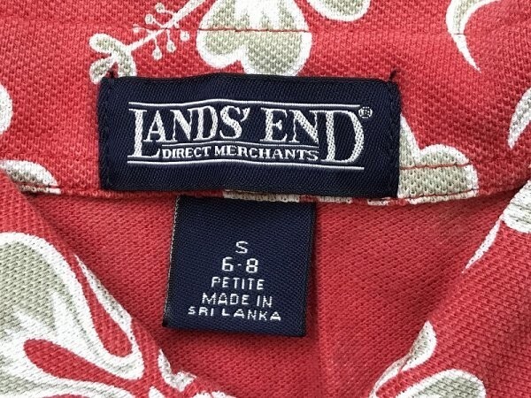 LANDS’END ランズエンド メンズ ハイビスカス柄 半袖ポロシャツ S 赤グレージュなど_画像2