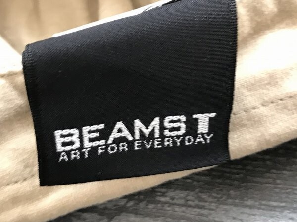 BEAMS T ビームス メンズ 刺繍 薄手 半袖ポロシャツ ベージュの画像2