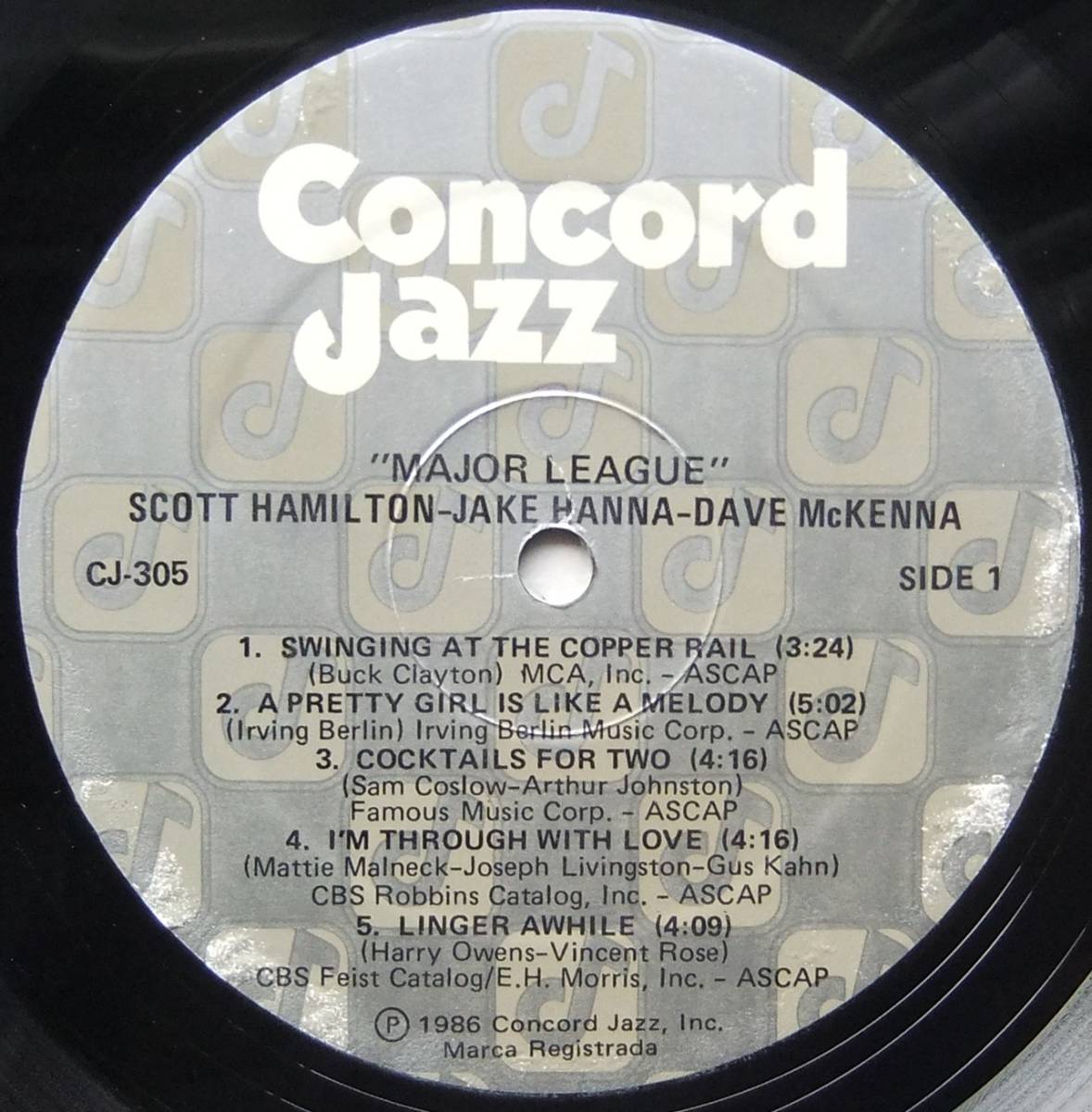 ◆ SCOTT HAMILTON- JAKE HANNA - DAVE McKENNA / Major League ◆ Concord Jazz CJ-305 ◆_画像3