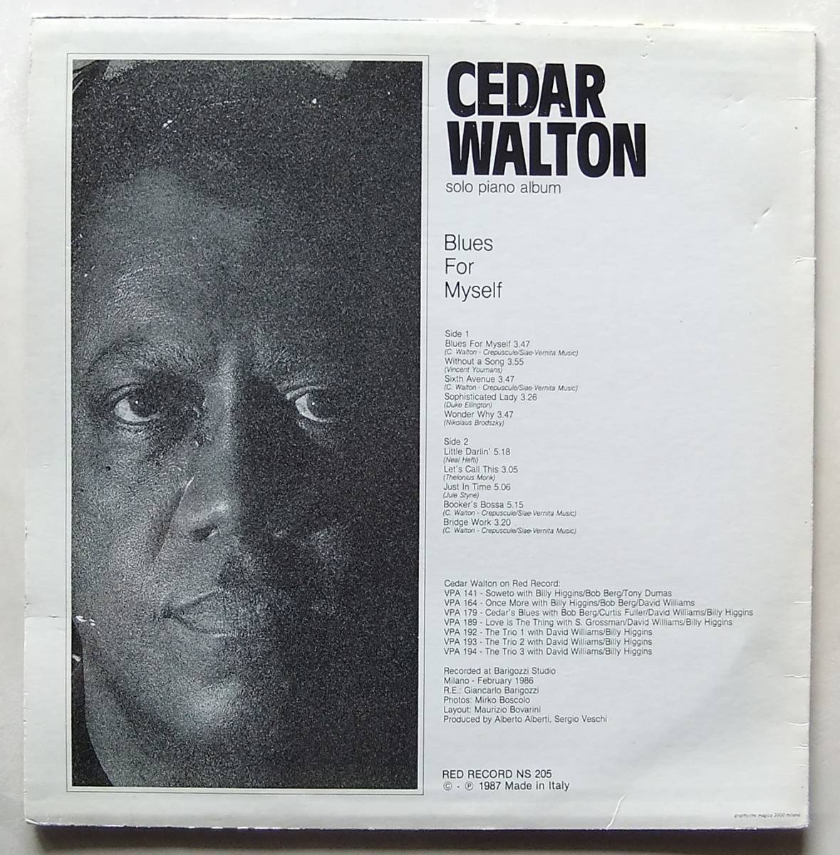 ◆ CEDAR WALTON / Blues For Myself ◆ Red NS 205 (Italy) ◆_画像2