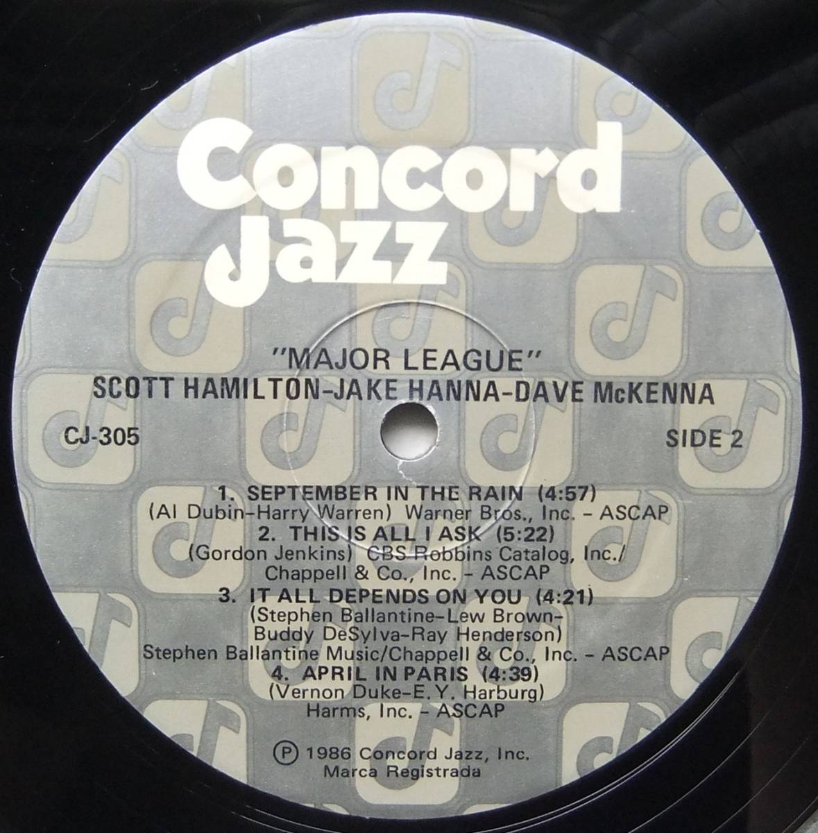 ◆ SCOTT HAMILTON- JAKE HANNA - DAVE McKENNA / Major League ◆ Concord Jazz CJ-305 ◆_画像4