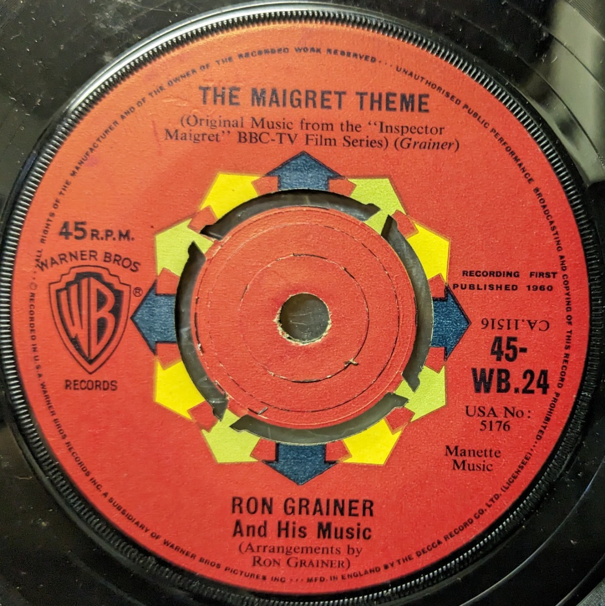  ☆RON GRAINER &HIS MUSIC/THE MAIGRET THEME1960UK HMV7INCHの画像2