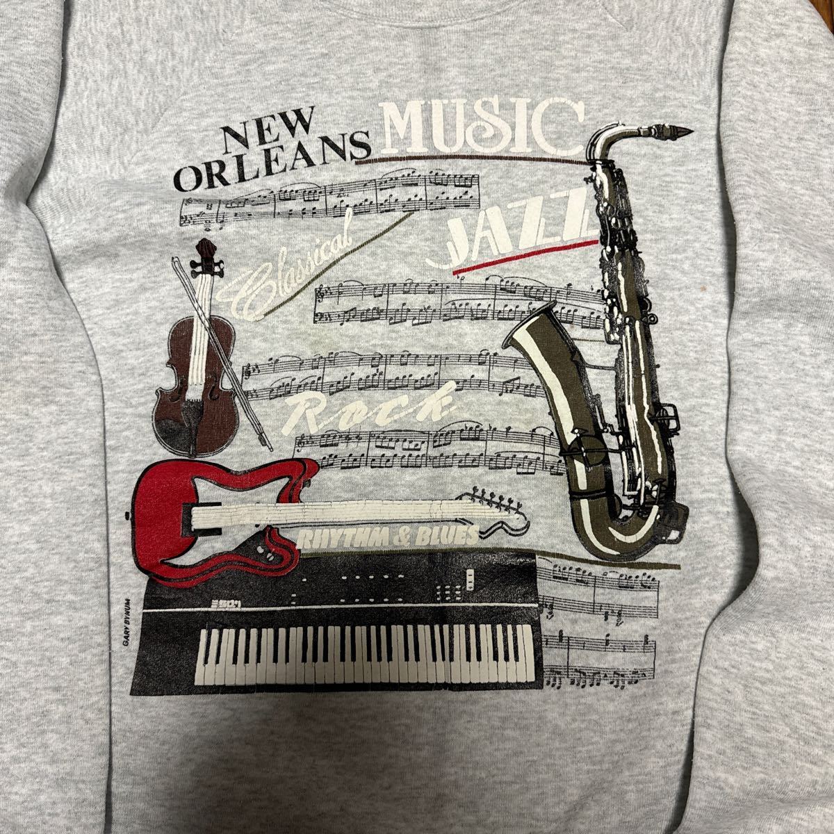 90s Fruit of the Loom jazz music raglan sleeve sweat ジャズグラフィック　スウェット　アメリカ製_画像2