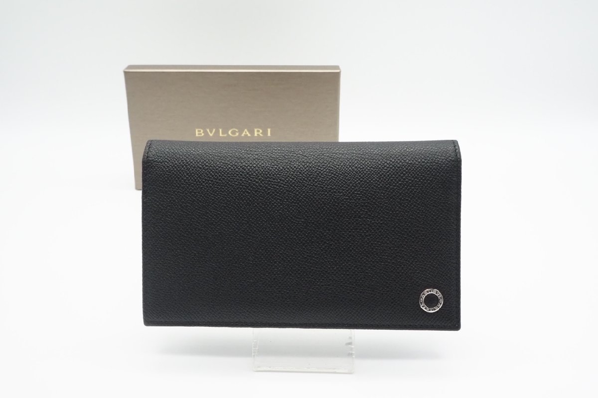 ☆安心の３大保証☆ Aランク ≪BVLGARI ブルガリ/二つ折り長財布≫ 30398 ブルガリ ブルガリ マン ブラック ブルー レザー 極美品 送料無料