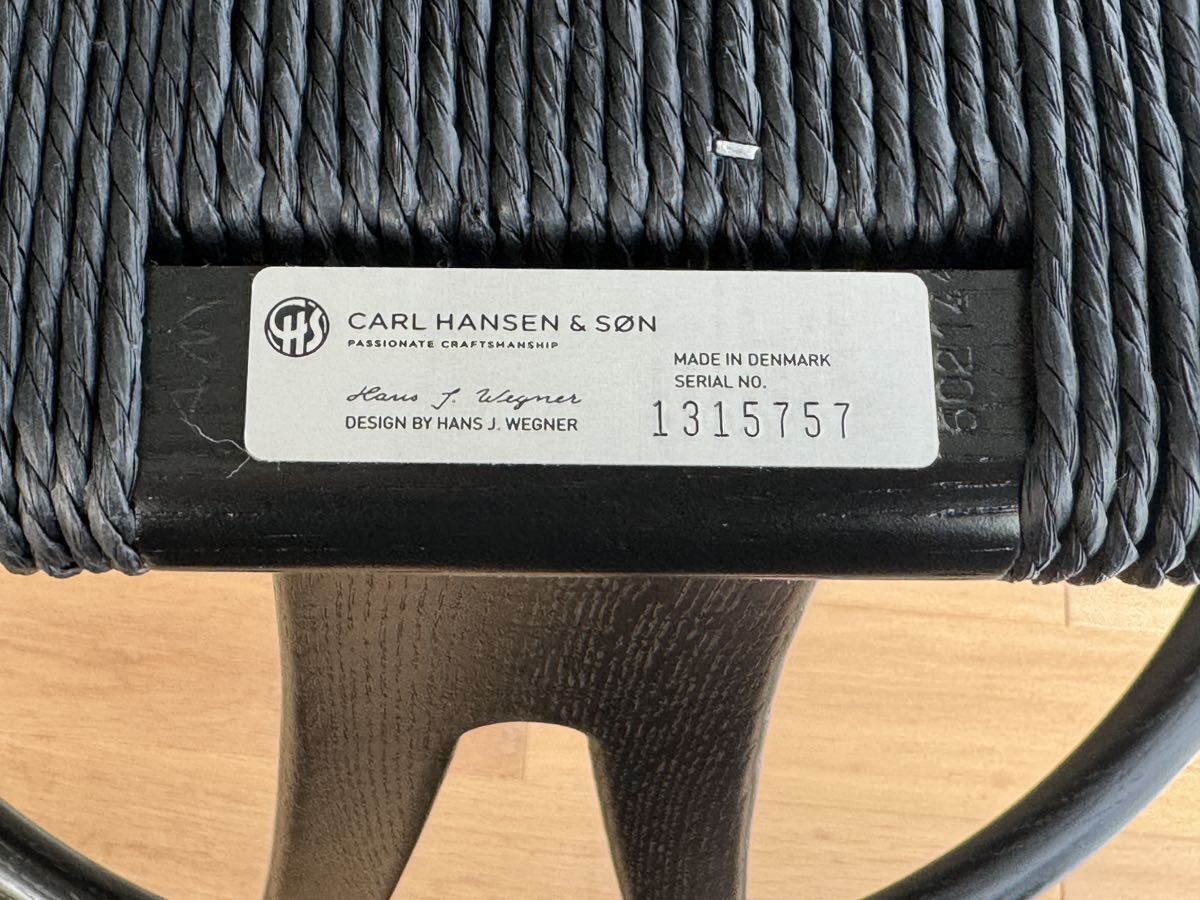  как новый CH24 Y стул CARL HANSEN & SON( Karl * Hansen & солнечный ) дуб материал черный оригинальный кожа подушка имеется B