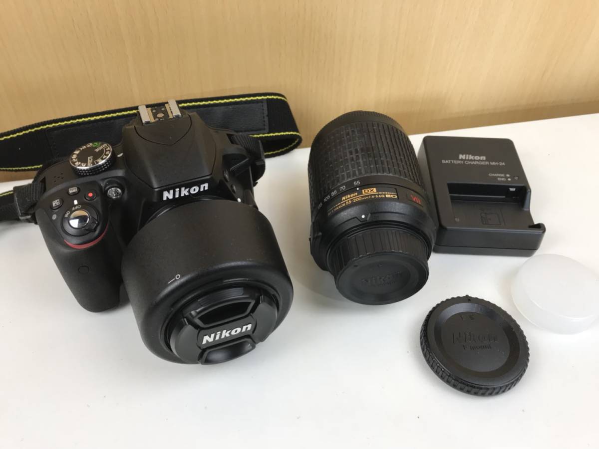 ( 142) Nikon ニコン 一眼レフ カメラ D3300 18-55 VR ズームレンズ ブラック 美品_画像1